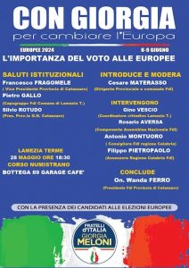 FdI Lamezia Il 28 Maggio Convegno Su Limportanza Del Voto Alle Europee