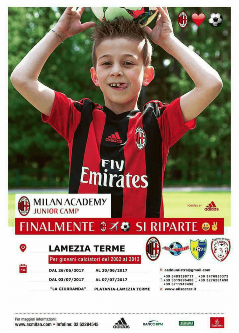 Milan Academy Junior Camp, oggi il via