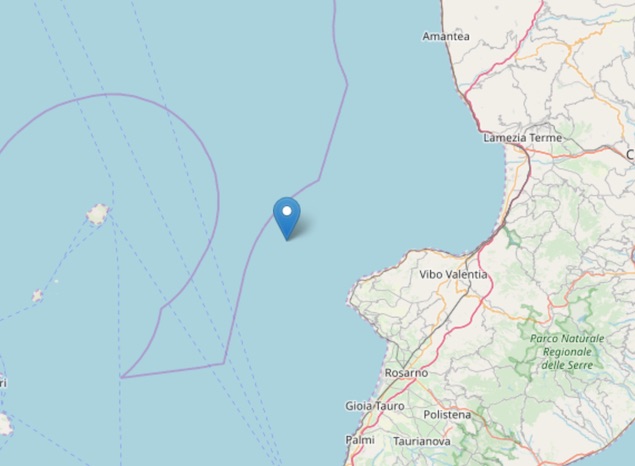 Terremoto al largo della Costa Calabra sud occidentale