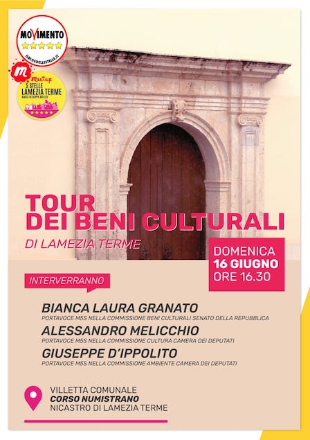 Lamezia. Meetup 5 Stelle organizza terza tappa del “Tour dei beni culturali”