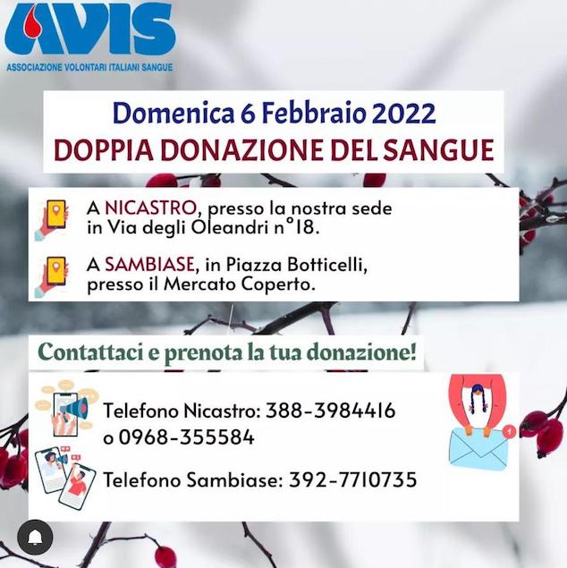 AVIS Lamezia: doppia donazione per la prima domenica di febbraio