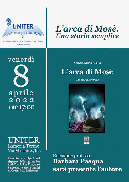 “L’arca di Mosè”. Il libro di Antonio Mario Sestito all’Uniter