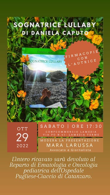 Il 29 ottobre presentazione del libro “Sognatrice Lullaby” di Daniela Caputo