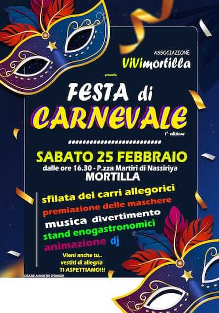 Il 25 febbraio "La Festa del Carnevale di Mortilla"