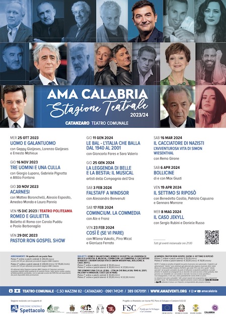 AMA Calabria a Catanzaro, Sergio Rubini e Ale & Franz tra i protagonisti della nuova stagione teatrale