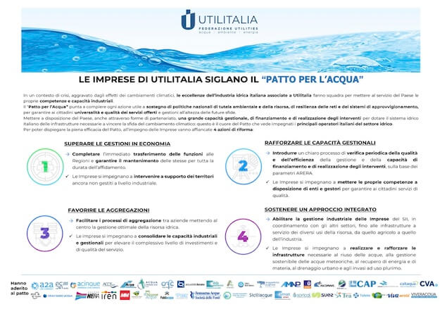 Sorical sigla il “patto per l’acqua” di Utilitalia