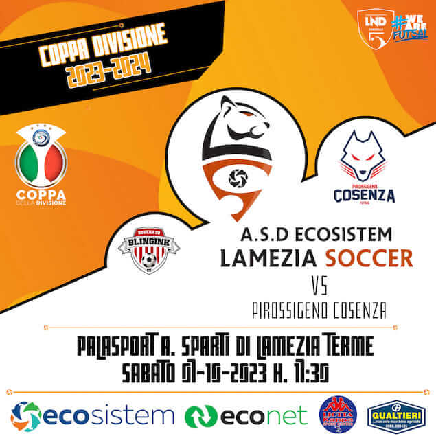 Ecosistem Lamezia Soccer: sabato 7 ottobre debutto in Coppa Divisione