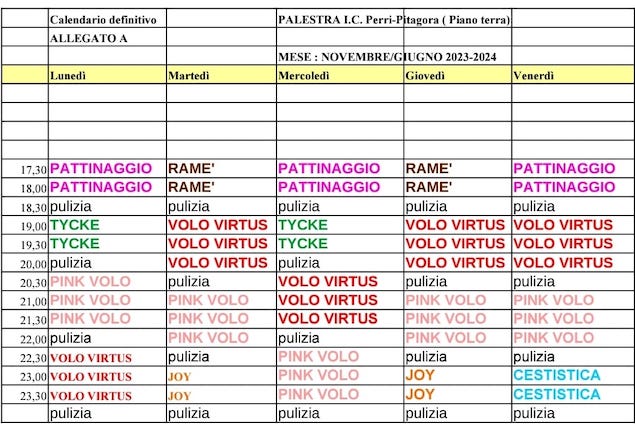 calendario scuola pitagora