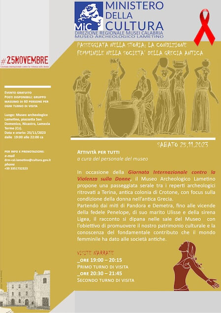 Museo Archeologico Lametino. 25 novembre visita narrata sulla “Condizione femminile nella società della Grecia Antica”