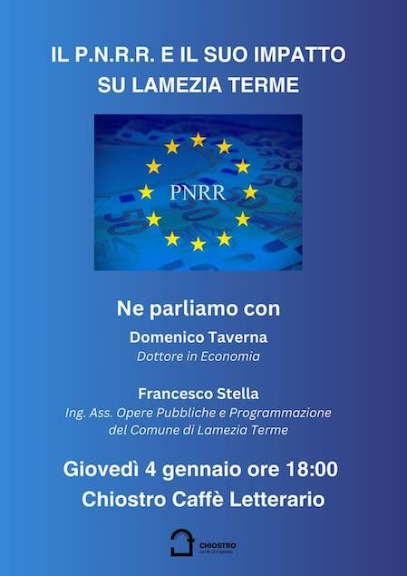 Il 4 gennaio incontro sul PNRR e il suo impatto su Lamezia