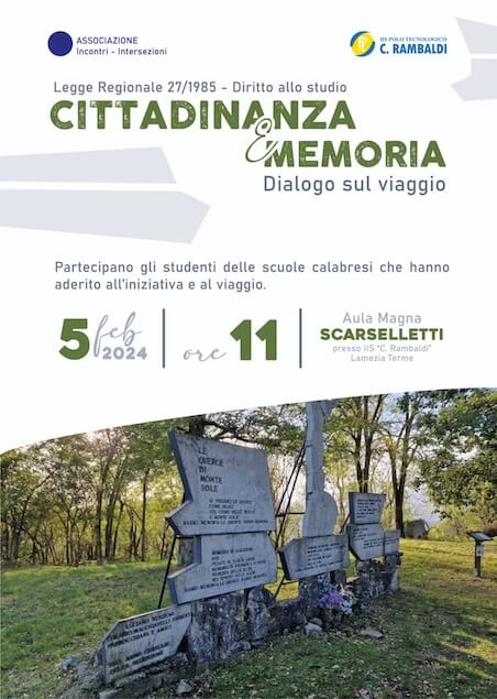 Lamezia. Polo Rambaldi, il 5 febbraio evento conclusivo progetto “Cittadinanza e memoria”