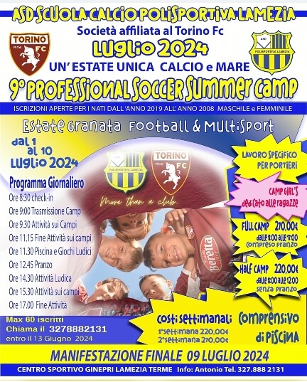 Lamezia. Dal 1 luglio 9° edizione del Soccer Summer Camp Football & Multisport