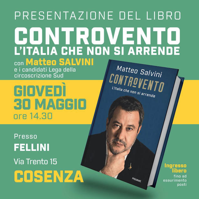 Matteo Salvini in Calabria presenta il suo nuovo libro