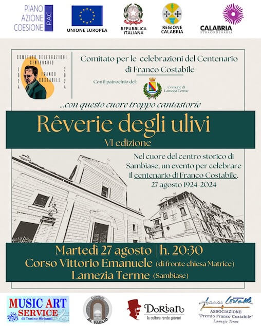 Centenario Costabile: celebrazione tra poesia, musica e arte con “La Rêverie degli ulivi"