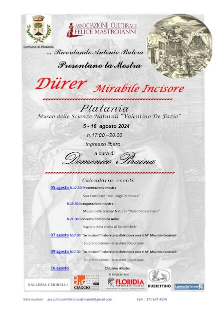 “Dürer - Mirabile incisore” - dal 5 al 16 agosto al Museo delle Scienze Naturali di Platania