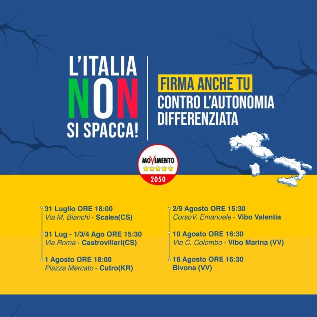 Orrico (M5S): la raccolta firme per il referendum continua