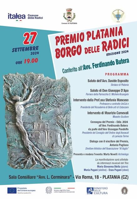 Il 27 settembre il Premio Platania “Borgo Delle Radici”