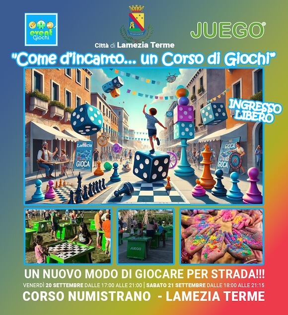 Lamezia. Il 20 e 21 settembre l'evento "Come d’incanto, un Corso di Giochi”