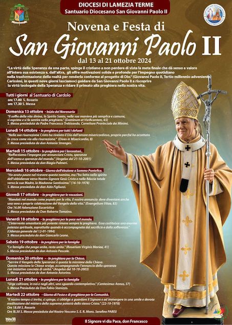 Al via novena di preparazione della festa in onore di San Giovanni Paolo II