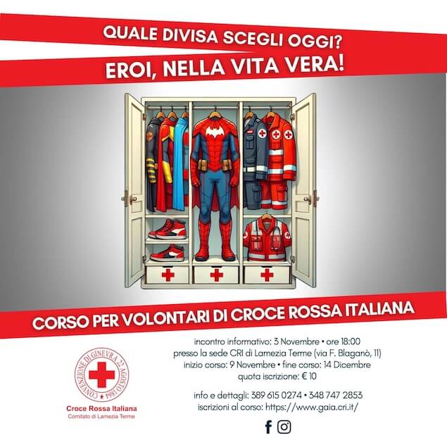 Lamezia. Il 3 novembre presentazione corso qualifica volontario Croce Rossa Italiana