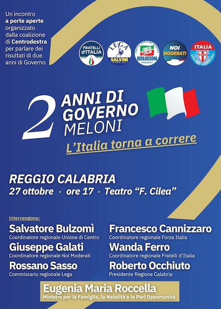 La Lega Calabria invita alla manifestazione per celebrare i due anni del governo Meloni