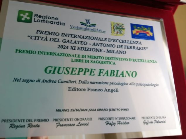 Lo psicologo e docente universitario catanzarese Giuseppe Fabiano premiato a Milano