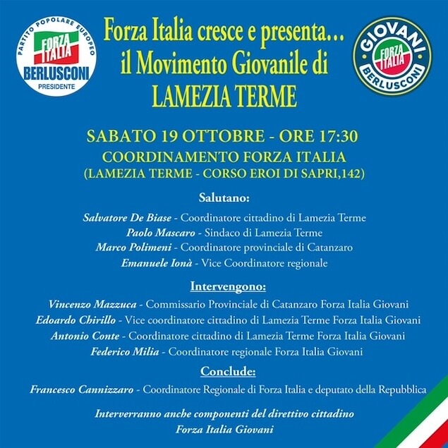 Partecipazione Giovanile: Forza Italia si rinnova a Lamezia Terme