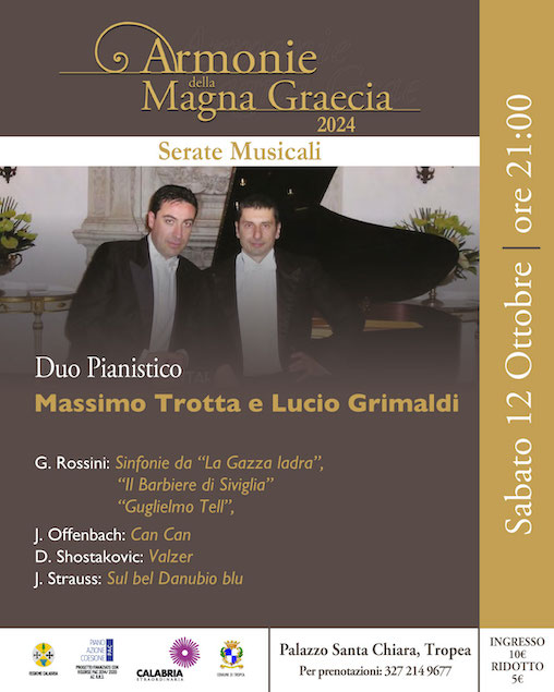 Tropea. Il 12 ottobre concerto del duo pianistico Trotta - Grimaldi