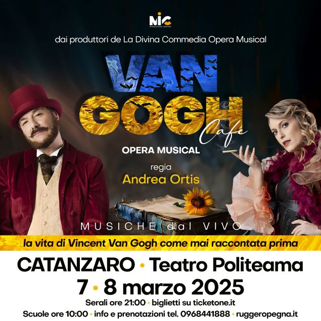 La spettacolare “Van Gogh Cafe’ opera musical” a marzo 2025 a Catania, Reggio e Catanzaro