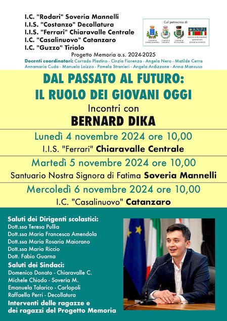 Dal 4 al 6 novembre il progetto “Dal Passato al Futuro: Il ruolo dei giovani d’oggi”