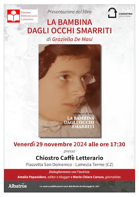 Lamezia. Il 29 novembre presentazione del libro “La bambina dagli occhi smarriti"