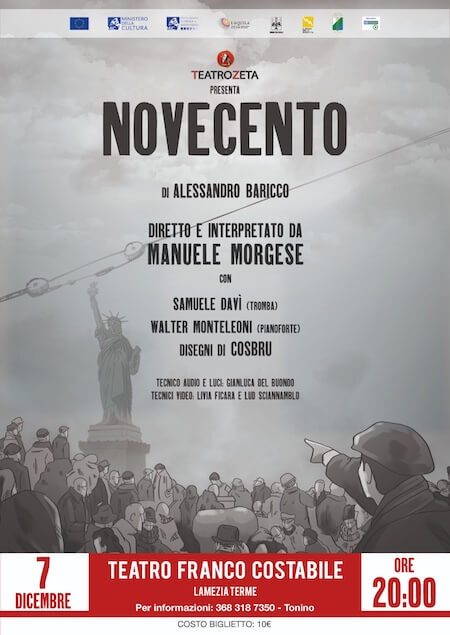 Il tour di Novecento fa tappa a Lamezia il 7 dicembre