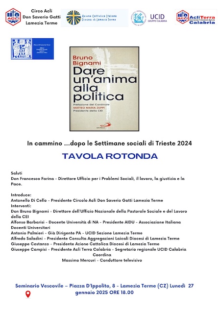 Lamezia. «Dare un'anima alla politica», don Bignami presenta il suo libro su cristianesimo e istituzioni pubbliche