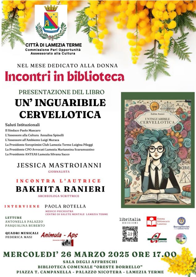 Lamezia celebra le donne con la presentazione del libro Un’inguaribile cervellotica