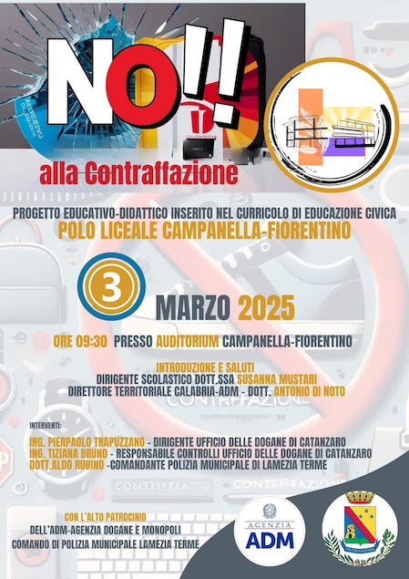 Al Polo Liceale "Campanella-Fiorentino" convegno "No!! ... alla contraffazione"